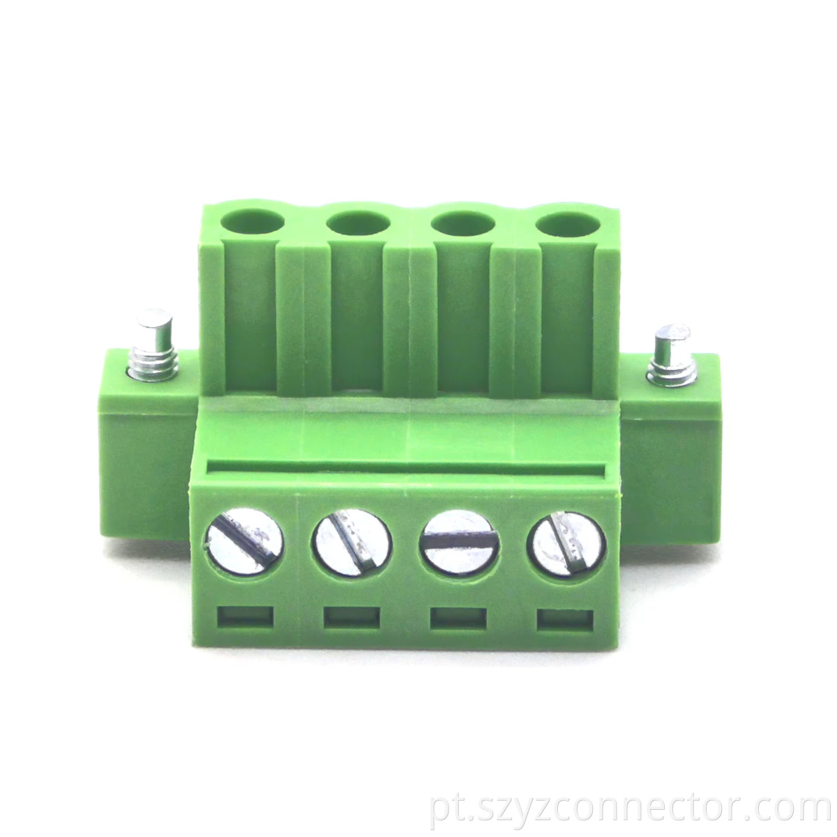 Bloco de terminais plugável bloco de cobre fêmea com talão verde sem travamento 1*4P Pluggable Terminal Blocks Female Copper Block with Lug Non-Latching Green 1*4P